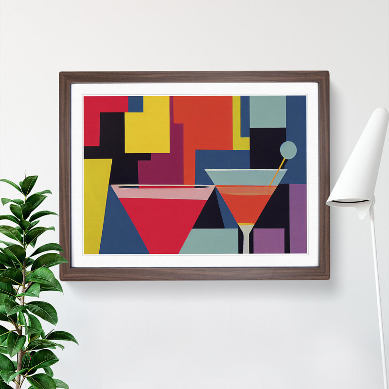 Retro Cocktail Vol.4 1 Piece Single Picture Frame Painting, 34cm H x 46cm W x 2cm D, Walnut Framed