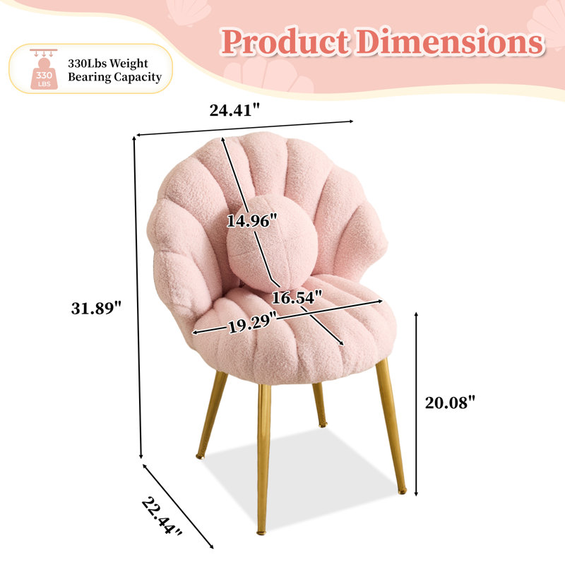 Lemley Shell-Shaped Vanity Chair, Pink