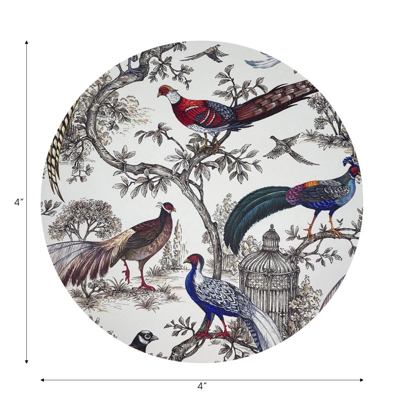 Sous-verres ronds en cuir végétal, Blanc