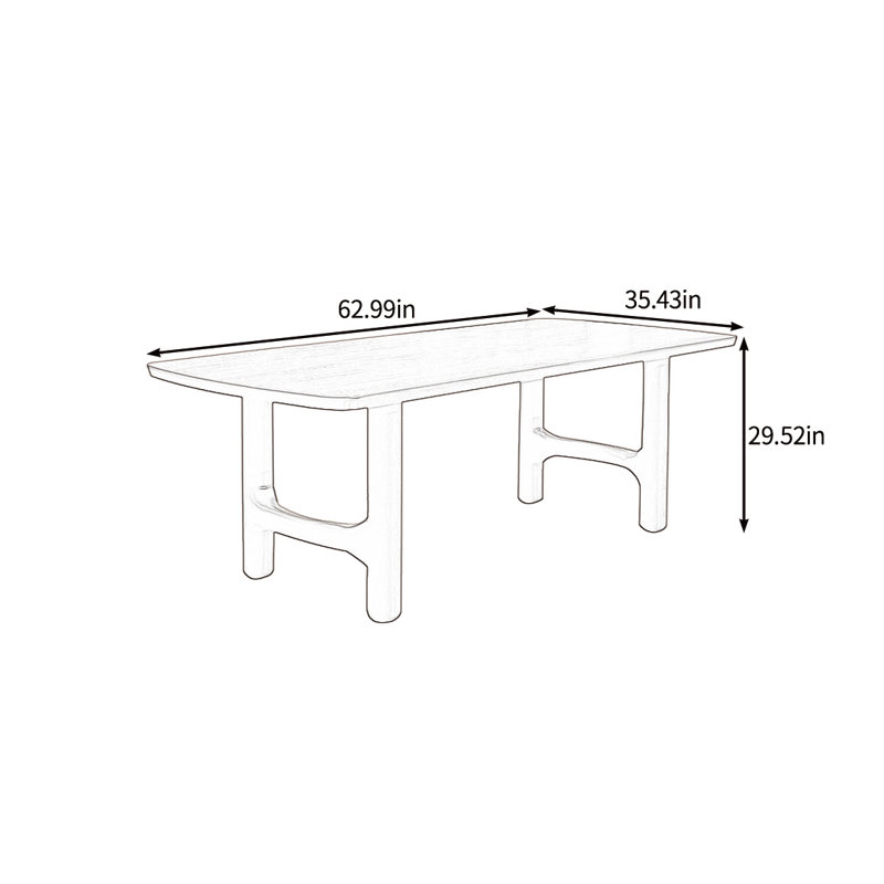 Stable and durable large dining table, 29.52"H x 62.99"L x 35.43"W