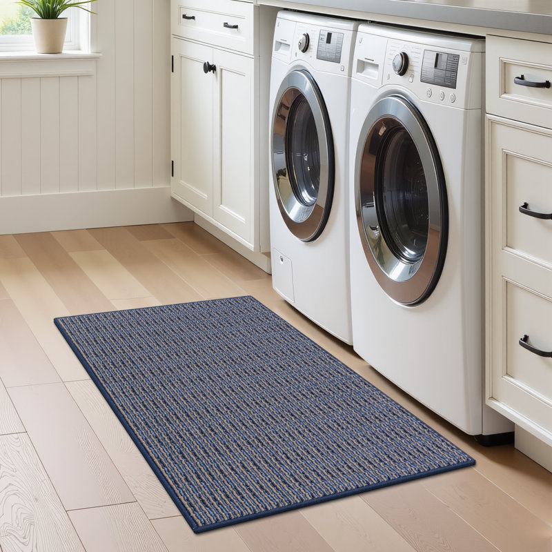 Paillasson intérieur antidérapant lavable à la machine, L 36 po x l 24 po, Bleu