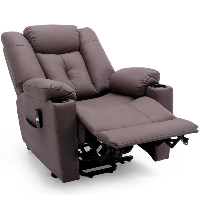 Henreitta Single Motor Lift Assist Recliner with Ottoman, Brown