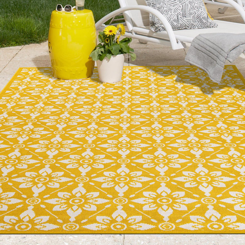 Tapis intérieur / extérieur en polypropylène tissé à la machine Trellis, Rectangle 10 pi x 14 pi 1 po