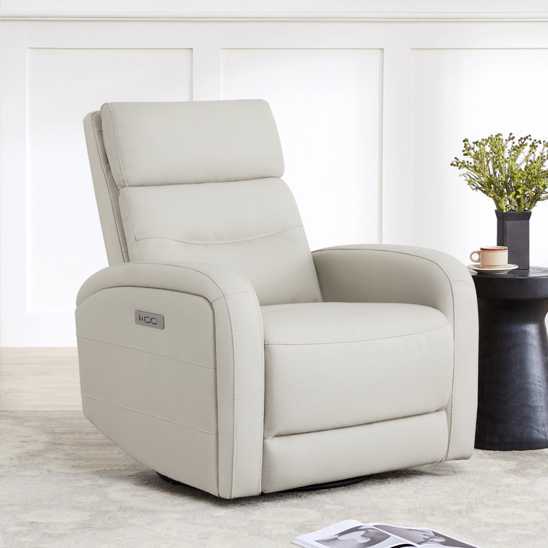 Fauteuil inclinable standard berçant à bouton-poussoir de 33,3 po de largeur Nylie, Moteur unique, Crème, crème