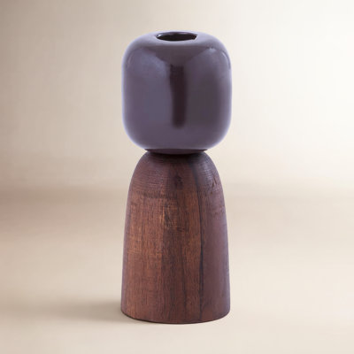 Paulding Wood Metal Pillar Candle Holder