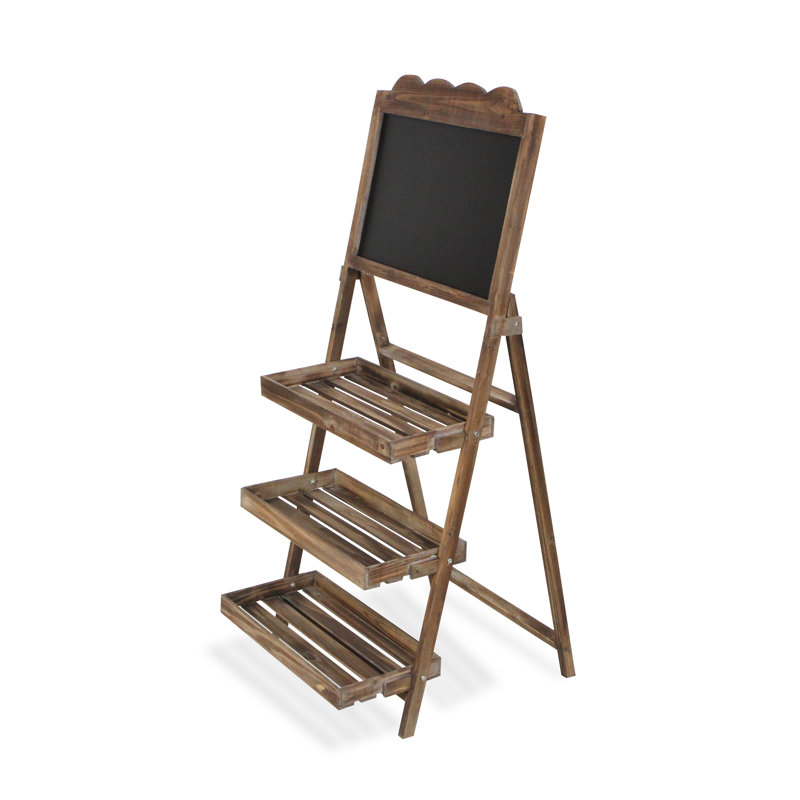 Tableau noir sur pied en bois