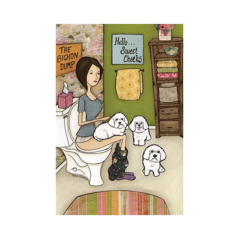 «The Bichon Dump» par Jamie Morath - peinture sur toile tendue, H 12 po x l 8 po x P 0,75 po