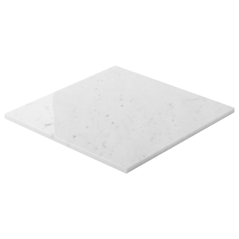 Carreau de marbre et de plancher en marbre poli 12 po x 12 po Carrara (10 pieds carrés / caisse), L 12 po x L 12 po, White