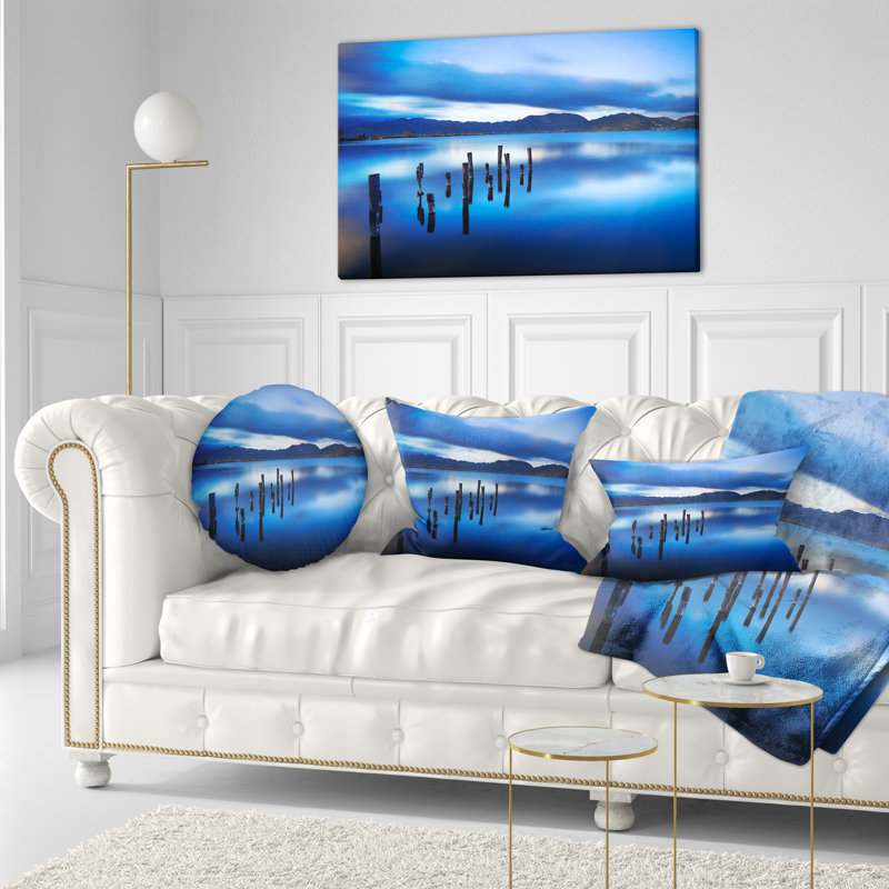 Coussin Blue Lake Sunset with Pier