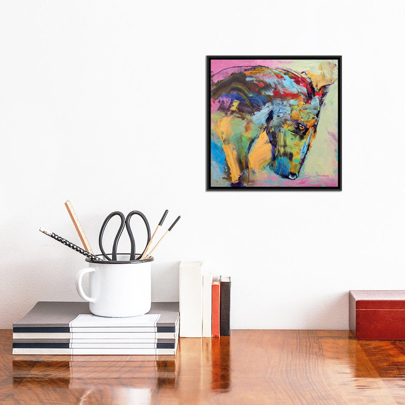 « cheval study », reproduction d’art sur toile, H 12 po x l 12 po x P 1,5 po, Cadre noir