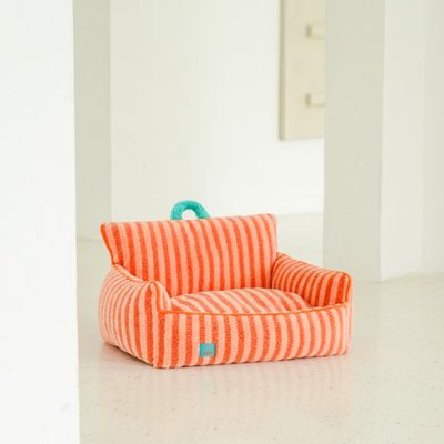 Striped Furniture Style Sofa Cat Bed, Orange, Large