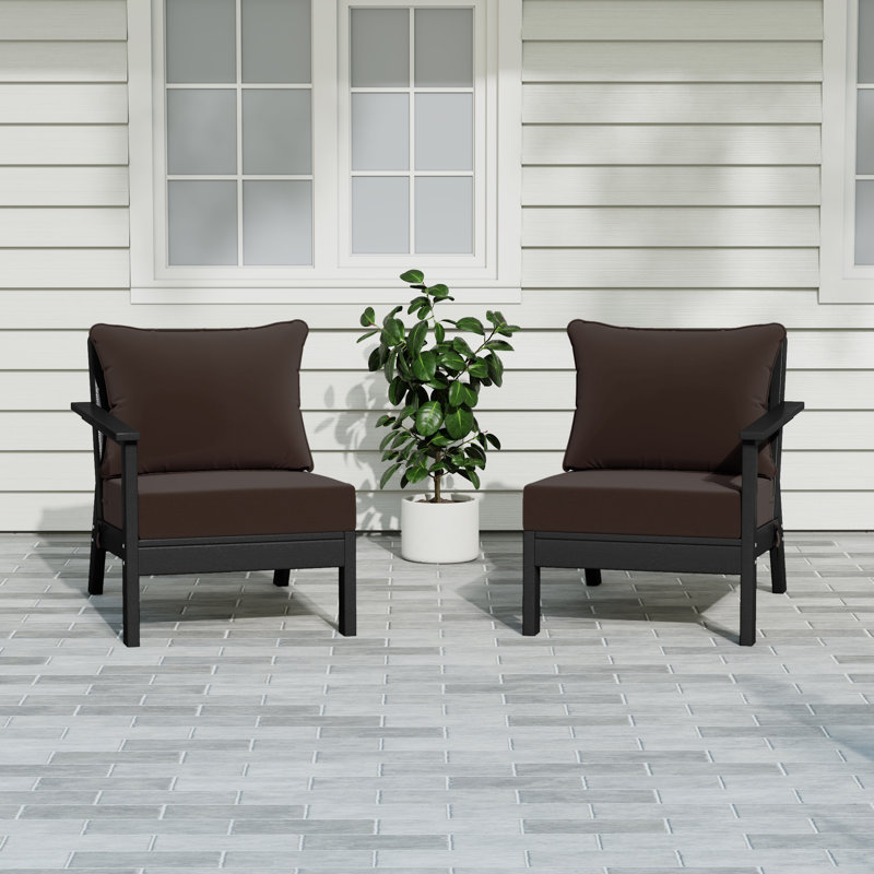 Deep Seating Set With Cushions, Black, Brown