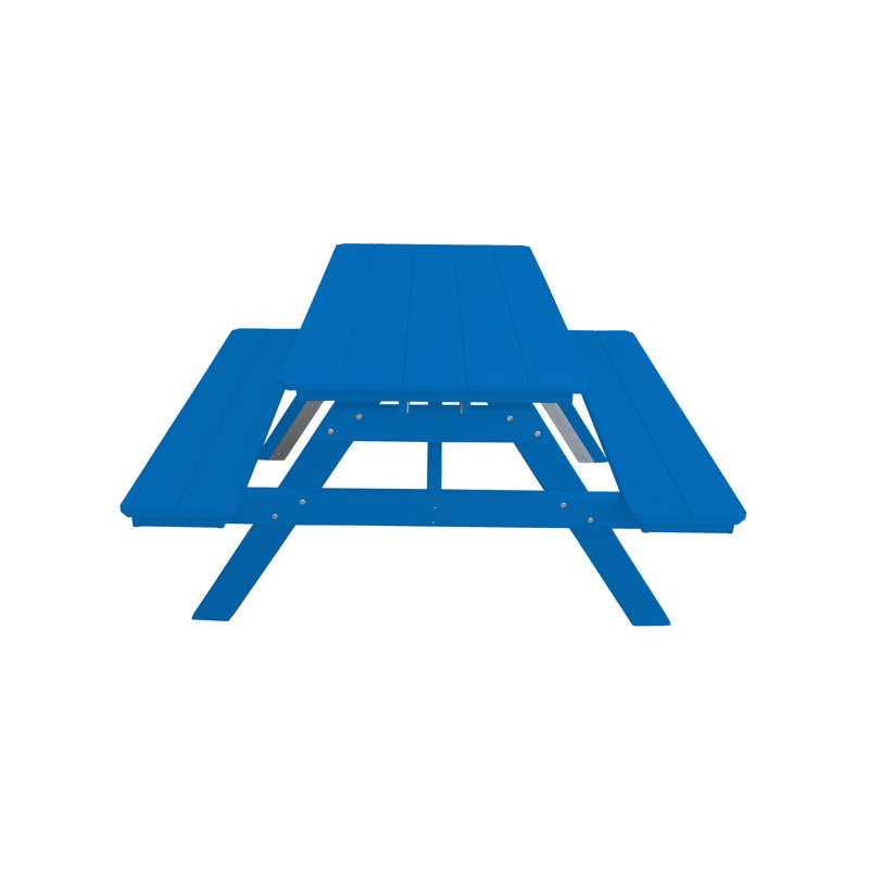 6 - Person Patio Dining Set with Rectangular Table, Blue, 55" W x 60" L