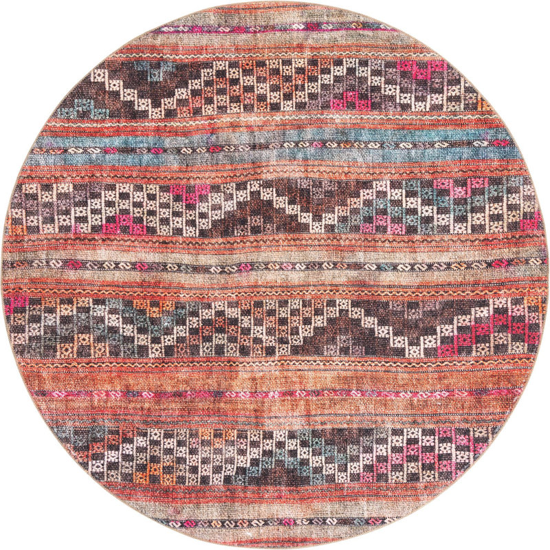 Chenille Geometric Indoor Rug, Round 7'7"