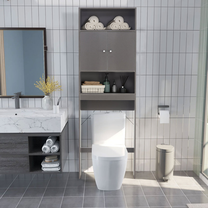 Rias Freestanding Over The Toilet Storage, Gray