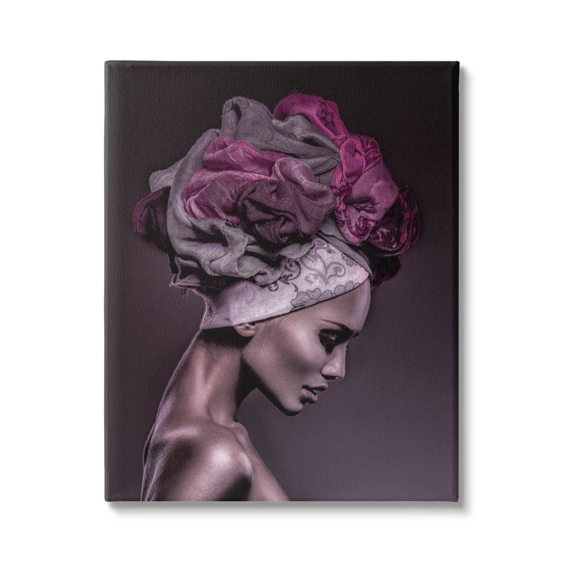 Art féminin sur toile, Portrait de femme, H 40 po x l 30 po x P 1,5 po