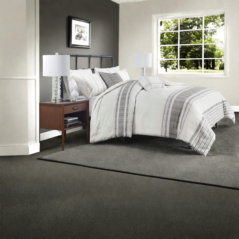 Cotton Bedding Sets, Grey/white Jacquard, Farmhouse Style For Home