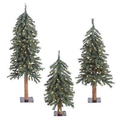 Natural Bark Alpine 7.5' Lighted Pine Christmas Tree