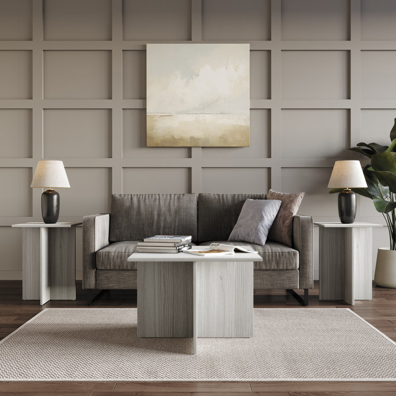 Joliet 3 Piece Coffee Table Set, Light Gray