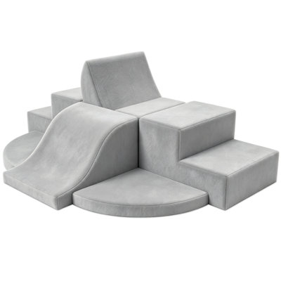 7-Piece Foam Climbing Blocks, Toddler Climbing Toys, Soft Play Set for Toddlers with Steps and Slide