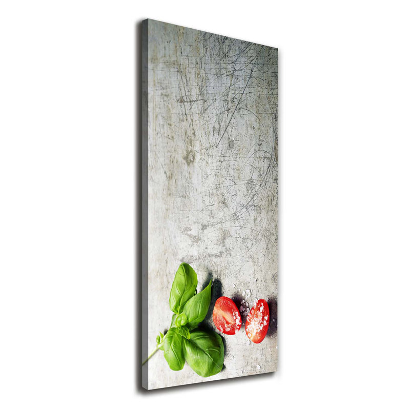 Tomatoes And Basil - Wrapped Canvas Print