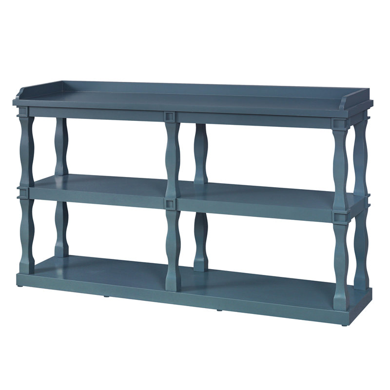 Console Table With 3-Tier Open Storage Spaces And Roman Column Effect Support Legs,Narrow Sofa Entry Table For Living Room, Entryway And Hallway