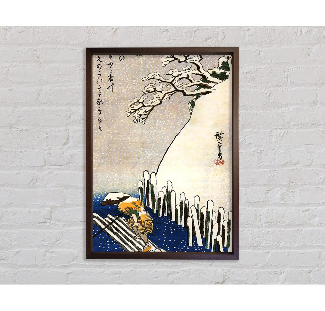 Hiroshige Mann auf einem Floß - Einzelner Bilderrahmen Kunstdrucke auf Leinwand