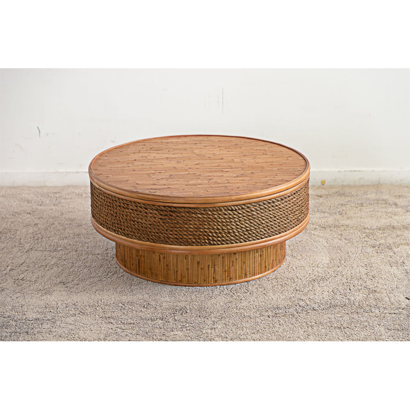 Table basse ronde avec couvercle rabattable
