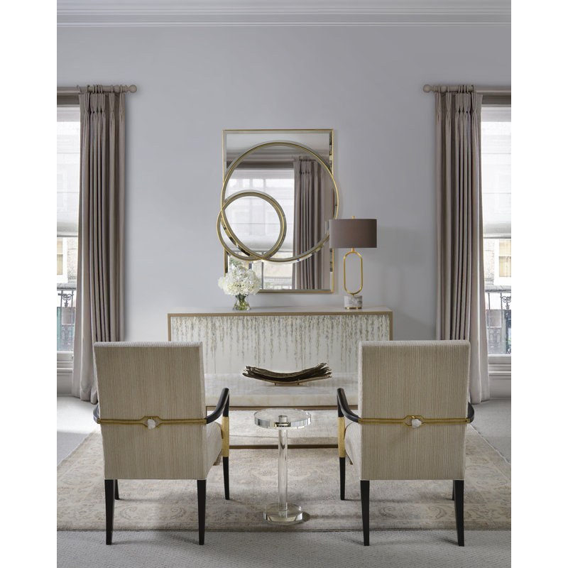 Elegant Rectangular Calcite and Metal Coffee Table