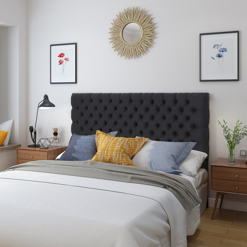 Cadre de lit avec tête de lit, Gris anthracite, Queen