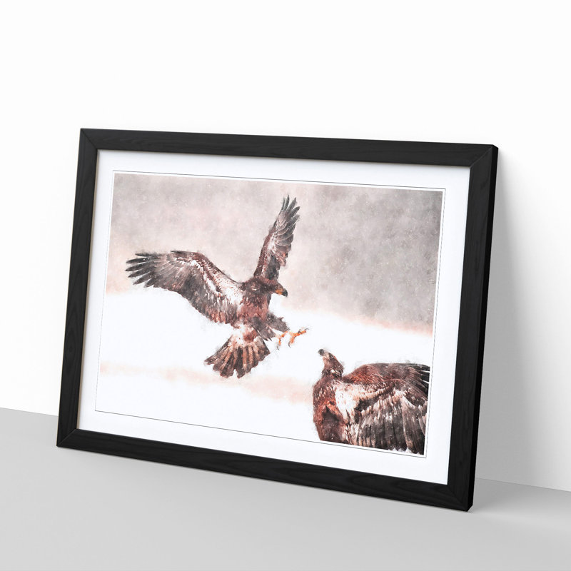 Eagle Attack - Picture Frame Graphic Art Print, Black Framed, 33cm H x 45cm W x 2cm D