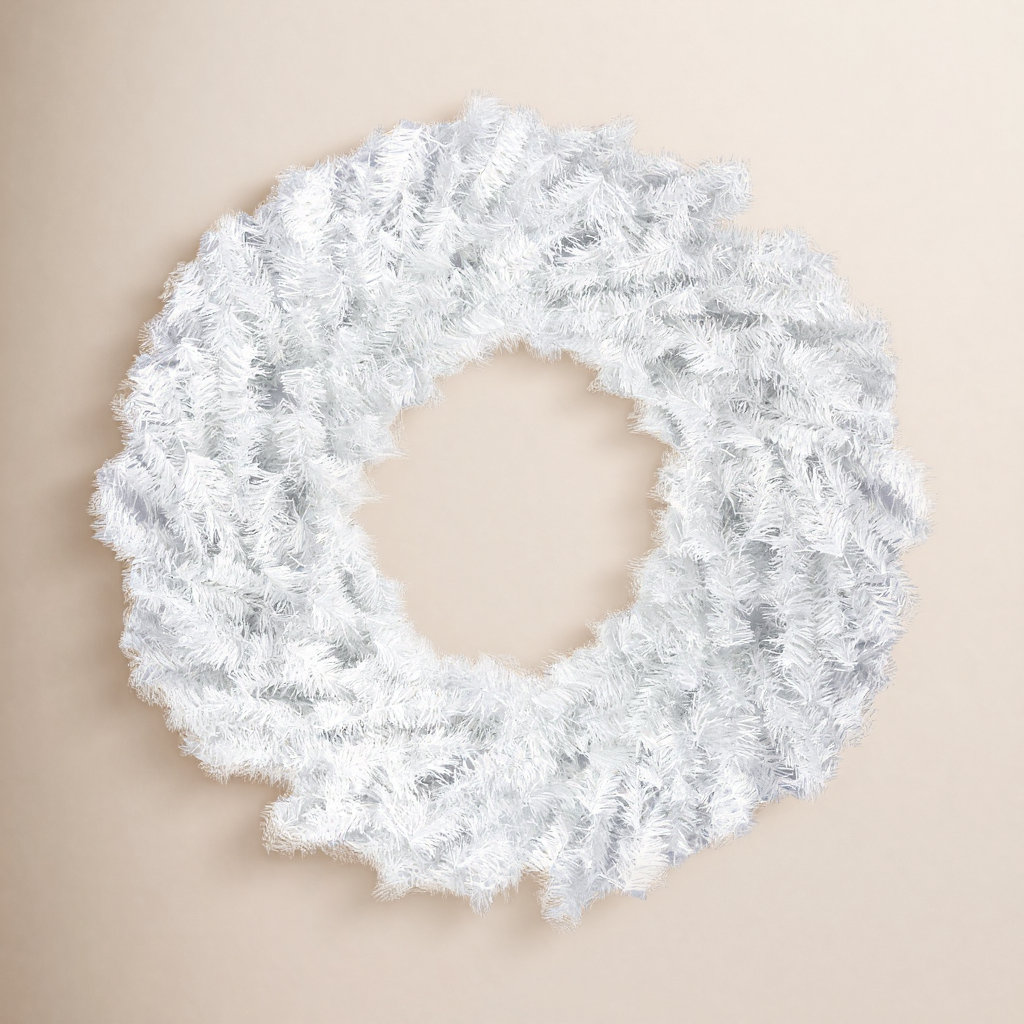 Northlight Seasonal Canadian 48" Pine Wreath, White, 30" W x 30" H x 6" D