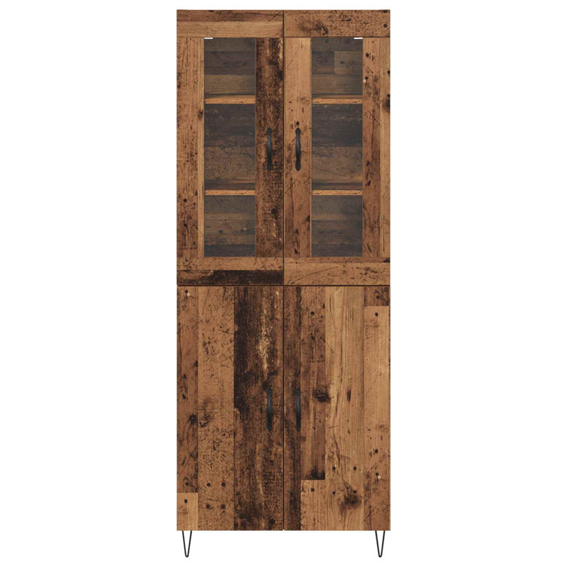  Highboard White And Black Oak 69.5 X 34 X 180 Cm, Old Wood
