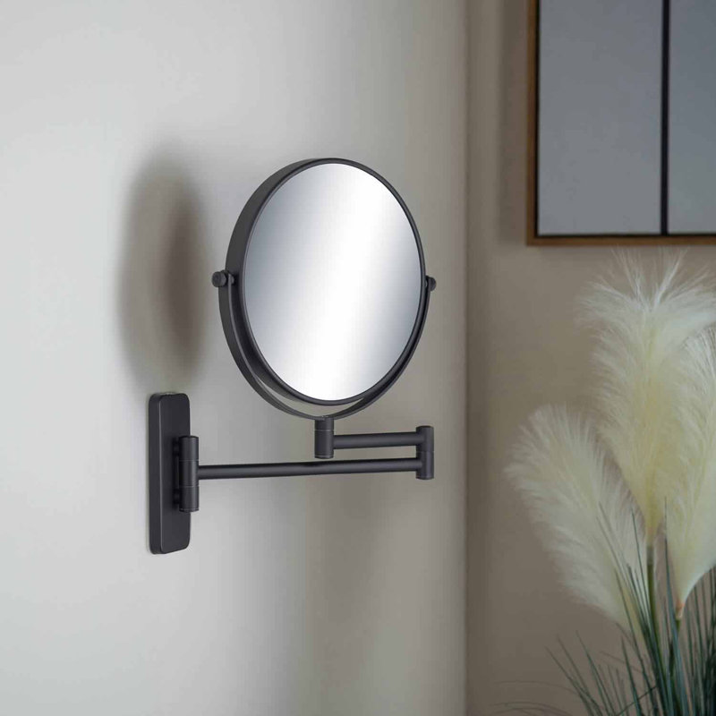 Circular Metal Round Wall Mirror, Matte Black
