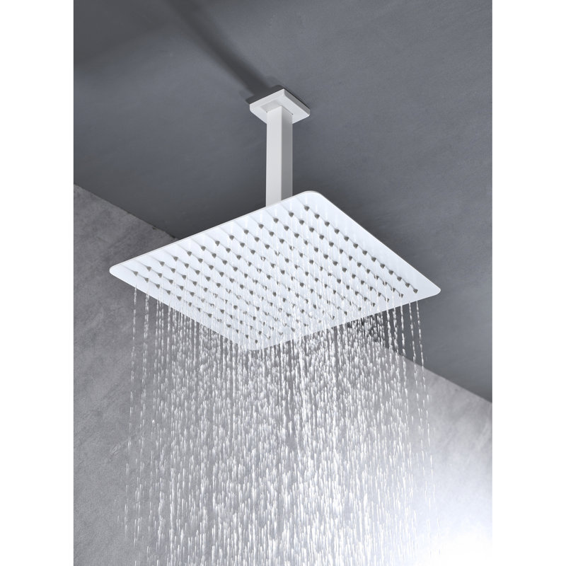 Bathroom Shower Head With High And Self-Cleaning - Stainless Steel, Water Saving, 12X12 In, White Steel Rainfall , Self-Cleaning,