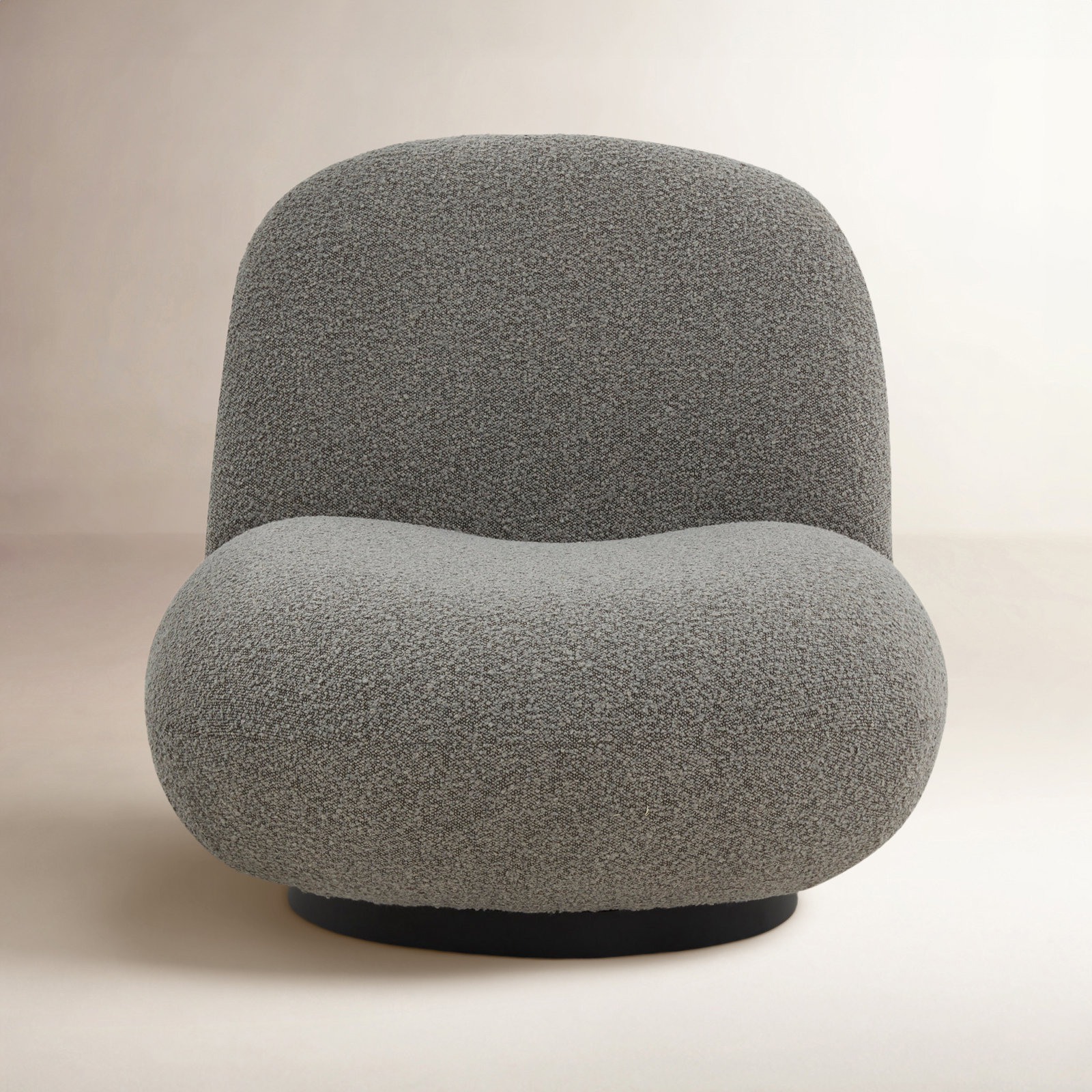 Portsmouth Upholstered Slipper Chair, Light Gray Boucle