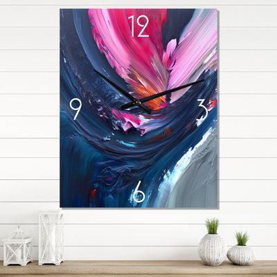 Horloge murale moderne abstraite bleue et rose