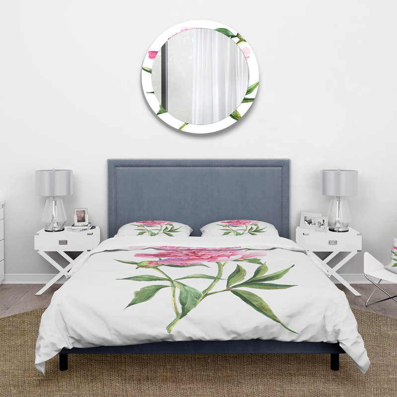 Pivoines roses rétro - ensemble de housse de couette traditionnel - microfibre de polyester