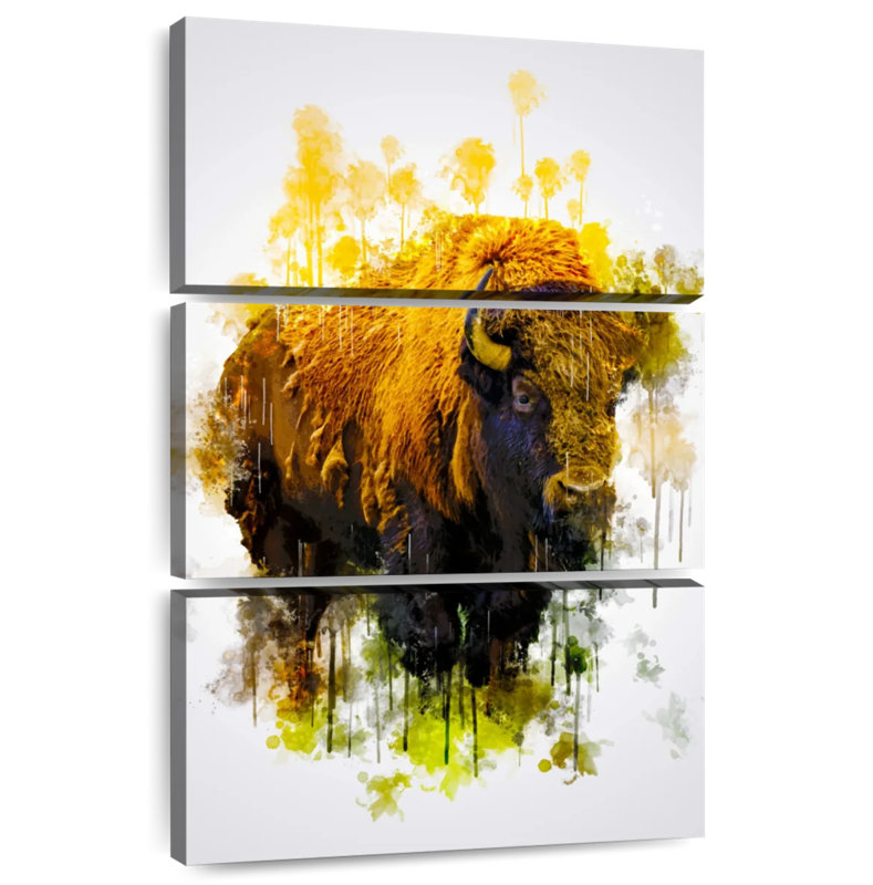Bison coloré, H 38 po x l 24 po
