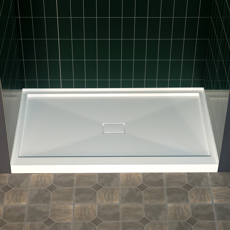 48 po X 32 po Base de bac de douche à surface solide en blanc, installation en alcôve avec options de drain gauche / droite / centrale, antidérapante et anti-moisissure