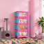 Armoire de rangement pliante bleue et rose de 20 po, bacs pliables en plastique - porte magnétique, roulettes pour la mobilité, assemblage rapide, idéal pour le salon / la cuisine / la chambre à coucher / le dortoir