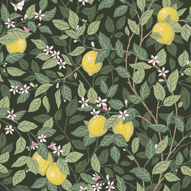 Boråstapeter Citronträd Wallpaper, Green