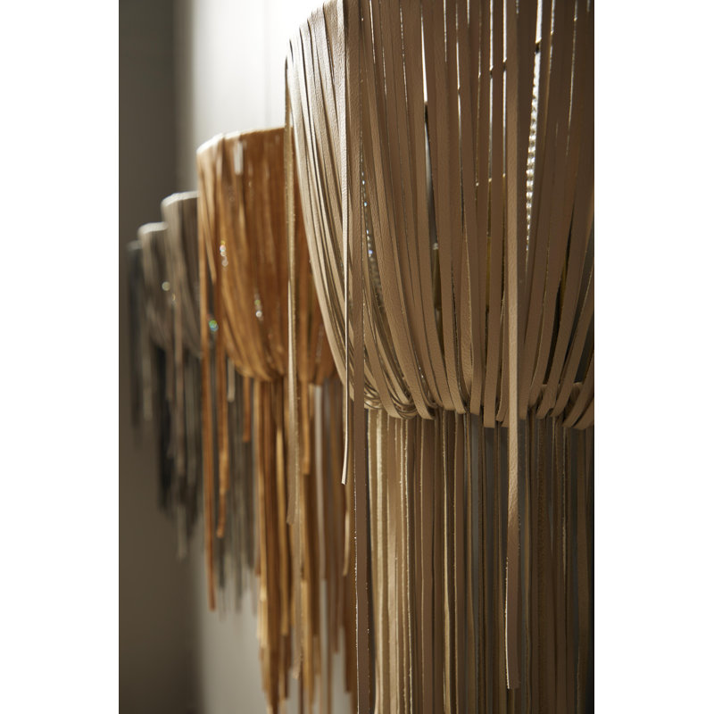 Leather Fringe Wall Sconce, Cream