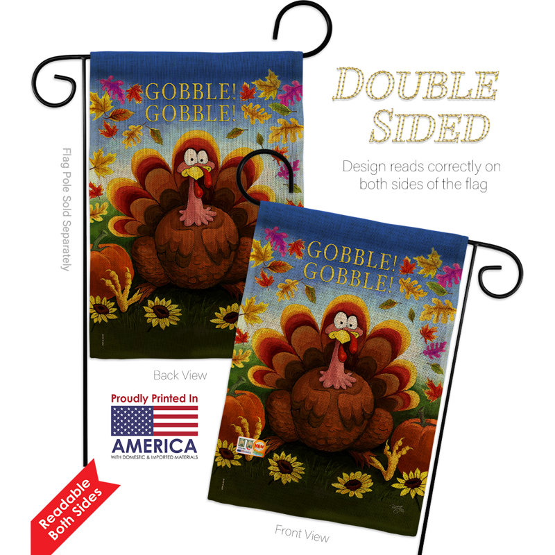 Polyester 18,5 x 13 po gobble 2 côtés drapeau de jardin