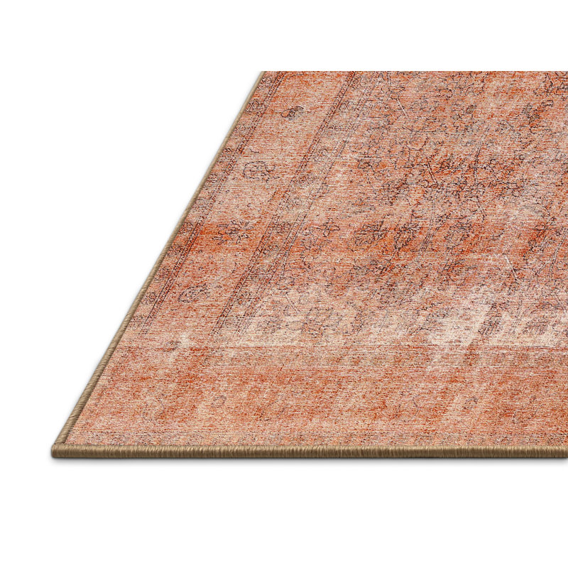Tapis décoratif en laine rouge Sibert, Rectangle 7 pi x 9 pi