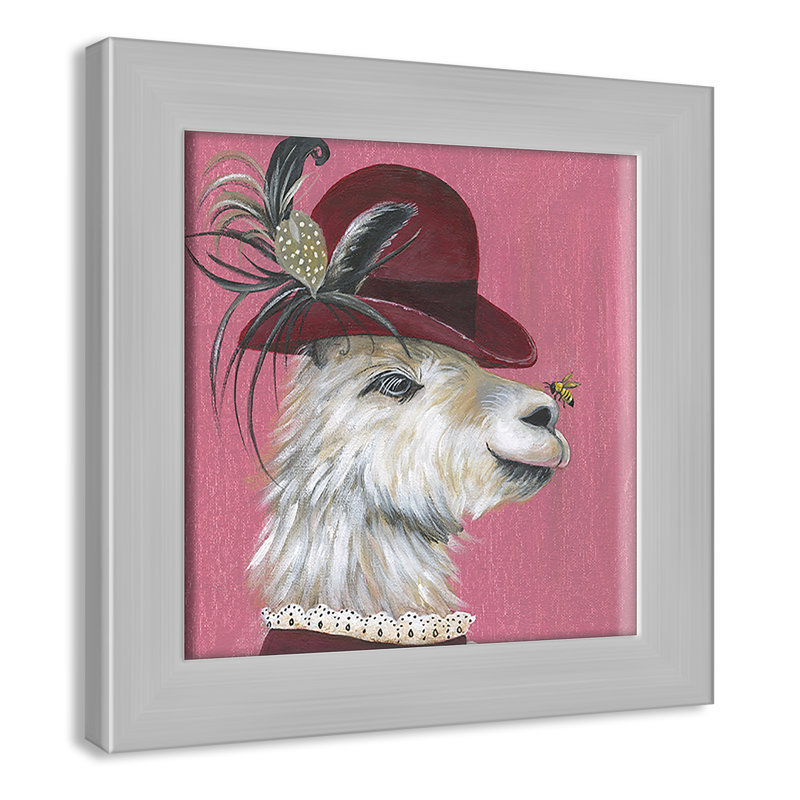 Art sur toile llama, H 10 po x l 10 po x P 0,625 po, Cadre argenté