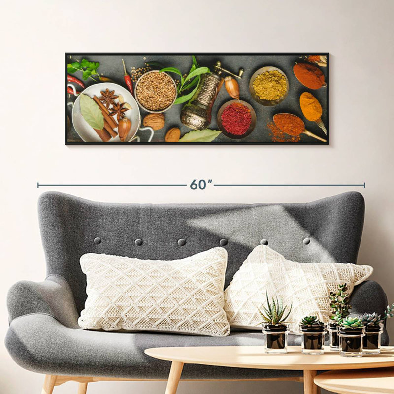 Fines herbes et épices, 43 po x 15 po, Cadre flottant noir