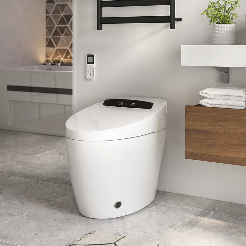 Toilette à bidet automatique automatique avec couvercle à ouverture / fermeture automatique blanc 1,28 GPF