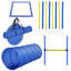 Trousse de démarrage pour agility canine : ensemble d'entraînement extérieur pour animaux de compagnie comprenant un tunnel, 8 poteaux de slalom et un sauteur en hauteur.
