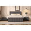 Lit plateforme tapissier avec lit gigogne et 3 tiroirs, tissu en lin